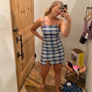 Blue Plaid Bodycon Dress